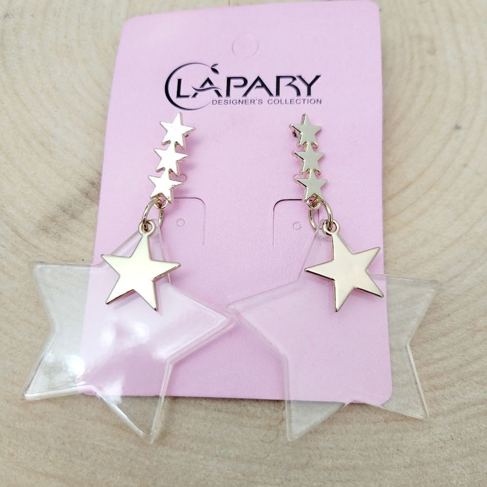 Brand New Gold Tone Stars Earrings